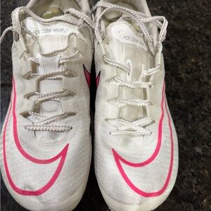 Nike White and Pink Air Zoom MaxFly Track Spikes